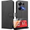 UITUIM Cover per Xiaomi Redmi Note 13 PRO 4G (Non per 5G) Cover Custodia a Libro Portafoglio in Pelle con Vetro Temperato Pellicola Cover Porta Carte Flip Case Custodia per Redmi Note 13 PRO 4G,Nero