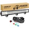 RIGIDON 28 Pollici 70cm 396W Barra Led Fuoristrada, Tripla Fila Barra Luce Led Con 12V Cablaggio, Luci di Lavoro Esterno Per Auto Trattore Camion SUV UTE ATV Barca 4x4 Veicoli Offroad, 6000K Bianca
