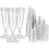 Leafs Flute Plastica 25 Pezzi Calici Plastica 150ml Bicchieri da Champagne Riutilizzabili in Plastica per Feste Matrimoni Natale Capodanno Picnic Cena a Lume di Candela (Rosa Argento)