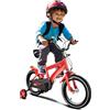 HINOPY Bicicletta per bambini da 14 pollici, unisex, regolabile in altezza, con ruote di supporto, per bambini da 3 a 6 anni, colore rosso