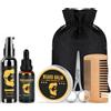 LOPHE Kit Barba Uomo, 6 Pezzi Olio Barba Uomo con Pettine per Barba, Balsamo Barba Set Regalo Completo per Cura Barba Uomo, Idratante Nutriente per Barba.