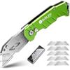 BIBURY Taglierino Professionale, Cutter Professionale in Acciaio Inox con 10 Lame di Ricmabio, con Maniglia Antiscivolo - Turchese