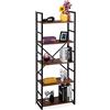 relaxdays Libreria Scaffale, Mobile con 5 Ripiani, 158,5x60x30 cm, Metallo & MDF, Mensole Moderne Industrial, Marrone, Ferro, 1 pz