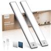 LROLTEF Luce LED Sottopensile Cucina 6500K 30CM Sensore di Movimento per Luci 2200mAh 48 LED Luce Armadio Lampada Dimmerabile per Cucina Scale Soggiorno Bagno Camere da Letto | 2 Pezzi Argento