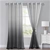 XWZO Set di 2 tende in voile con occhielli, tende sfumate ombré trasparenti per camera da letto e soggiorno, tende ad anello con fermatenda H260xB140cm grigio