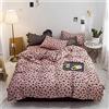Loussiesd leopardato per e donne, set di biancheria da letto in cotone rosa, splendido e morbido copripiumino per letto singolo con 1 federa per cuscino, cerniera, reversibile, moderno, 2 pezzi