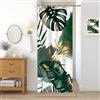 Uiiooazy Tenda Doccia Antimuffa, Uiiooazy Tenda Doccia Piccola 90x180cm Verde Tropicale Boho Chic Astratta Foglie di Palma Giungla Tende da Bagno Tessuto Lavabile Impermeabile Tende Vasca da Bagno con 6 Anelli