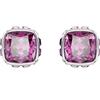Swarovski Orecchini a lobo Birthstone, Taglio squadrato, Febbraio, Viola, Placcato rodio