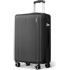 LUGG Bagaglio in ABS da 28 pollici con serratura TSA, maniglia del carrello in alluminio, ruote girevoli a 360°, materiale resistente all'acqua e durevole, compatibile con compagnie aeree (75 x 30 x