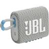 JBL GO 3 ECO Speaker Bluetooth Portatile, Cassa Altoparlante Wireless con Design Compatto, Resistente ad Acqua e Polvere IP67, Materiali Riciclati, fino a 5 h di Autonomia, USB, Bianco