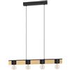 EGLO Lampadario Industriale Bailrigg nero paralume marrone 4x E27 EGLO