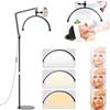 POCHY 42cm Lampada da Terra a LED, 3000K-6000K Luce Mezza Luna per Extension Ciglia Altezza Regolabile con 3 Temperature di Colore Per Tatuatori, Truccatori, Estetiste, Studi Di Bellezza