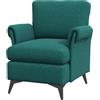 DecHome Poltrona Vintage Retrò in Tessuto Lino con Braccioli 63x71x83 cm colore Verde - GN-83GN