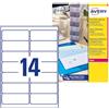 Avery Italia L7563-25 Etichette adesive trasparenti lucide, 25 fogli A4, rettangolari 99,1x38,1mm, 14 etichette per foglio, adesivo permanente, stampanti laser
