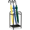 Relaxdays Portaombrelli, in Metallo, con Vaschetta Raccogli Acqua, HxLxP: 53,5 x 29,5 x 27 cm, Stand per Ombrelli, Nero