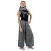 FANTAZIA Pantaloni Ethnic Chic Aladin Zen Cintura Corsetto Divyna - Taglia Unica Bianco/Ecru, Grigio melange scuro, XXXL
