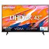 Hisense Smart TV 43" 4K UHD LED DVBT2/C/S2 HDR USB Bluetooth Nero TVLHIS43A69K Hisense