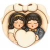 THUN, Formella Coppia Di Sposini con Cuore in Ceramica Decorata a Mano, 12 x 11 x 3 cm