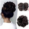 Larfraecy Parrucchino per Chignon Disordinato con Clip ad Artiglio Chignon Capelli Finti Ricci Extension Pettini Hair Magic Clip Elastico Sintetica Ondulato Capelli Coda di Cavallo Updo (Marrone-nero)