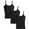 Jamron Donna 3 Pezzi Basic Canotta con Reggiseno Incorporato Canottiere Imbottita Regolabile con Spalla Stretta Viola + Bianco + Rosa-2 M