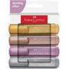 FABER-CASTELL Evidenziatore Textliner 46 - punta a scalpello - colori assortiti metallic - Faber-Castell - astuccio 4 colori (unità vendita 1 pz.)