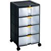 TERRY Cassettiera portautensili modulare Store-Age - 4 cassetti - con maniglia e ruote - 39,1 x 39 x 62,9 cm - PPL - trasparente-nero - Terry (unità vendita 1 pz.)