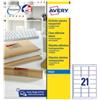 AVERY Etichette adesive J8560 - in PE - inkjet - permanenti - 63,5 x 38,1 mm - 21 et-fg - 25 fogli - trasparente - Avery (unità vendita 1 pz.)