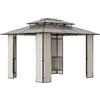 DecHome Gazebo da Giardino 3x3m con Tetto Acciaio e Alluminio Marrone 30984C