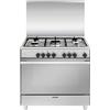 Glem Gas Cucina a Gas 5 Fuochi Glem Forno Elettrico Grill LxP 90 x 60 cm Inox UN965MI