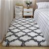 Ouduo Tappeto Shaggy Pelo Lungo Modern Tappeti Salotto, Tappetini Peloso Antiscivolo Soffice Peluche Interno per Salotto Camera da Letto Pavimento Lavabili Ornamenti (Lanterna Bianca,80 * 160cm)