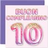 Stuff4 10° Biglietto Auguri Compleanno Ragazze - Palloncini Glitter Rosa Viola - Cartoline di Buon Compleanno 10 Anni Ragazza Figlia Sorella Nipotina Cugino 145mm Dieci Decimo Compleanno