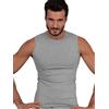 Basic Cotton Smanicato da uomo in cotone elasticizzato senza maniche a girocollo (L, Grigio)