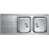 EVHOC Lavello Cucina Sopratop AURA L, 2 Vasche a Destra con Gocciolatoio, Lavandino in Acciaio Inox con Finitura Satinata, Piletta Inclusa, Made in Italy, 116x50 cm
