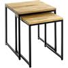 HAKU Möbel Set di 2 tavolini, legno massello, rovere, nero, L 33 x P 33 x A 41 cm/L 38 x P 38 x A 46 cm