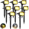 btfarm 8 Pezzi/72LED Faretti Solari a LED da Esterno, 3 Livelli di Luminosità Lampade Luci Solari da Giardino Potenti, IP65 Impermeabile Lampada Lampioni Solare per Cortile, Alberi, Bianco Caldo