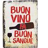 KUSTOM ART Calamita (magnete) Serie Drink Buon Vino Fa Buon Sangue Vintage da Collezione Stampa su Legno 10x6 cm