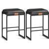 VASAGLE EKHO Collezione - Sgabelli Cucina, Set da 2 Sgabelli da Bar, PU con Cuciture, Moderno di Metà Secolo, Altezza 66 cm, Sala da Pranzo, Facile da Montare, Nero Inchiostro LBC086B01