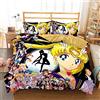 Ste-X Set Copripiumino Facile da Pulire | Dimensione Letto Matrimoniale | Biancheria da Letto Sailor Moon (150x200cm,Rosa 03)
