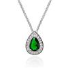 namana Collana Verde Smeraldo con Ciondolo a Goccia, Argento con Zircone Verde a Forma di Pera, per Donna e Ragazza, Bigiotteria con Confezione Regalo