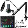 Cozbuen Mixer Microfono PC con Voce, Microfono Condensatore Streaming Bundle con Scheda Audio V8 Mixer Console DJ Interfaccia Audio, Microfono Karaoke per Gaming Podcast Registrazione
