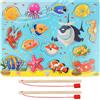 Vicloon Magnetico Giochi di Pesca per Bambini, Giochi Magnetici di Pesca in Legno, Giocattoli di Legno Gioco di Pesca, Giochi Montessori, Educativo Interattivi per Bambini Regalo 3 4 5 Anni(Oceano)