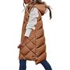 Kobilee Giubbotto Smanicato da Donna Senza Maniche Imbottita Caldo Giacca Gilet Trapuntato Cotone con Cappuccio Lungo Piumino Smanicato Elegante Invernale Lavoro Leggero Cappotto Giubbotto Gilet