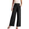 CGGMVCG Pantaloni a gamba larga per le donne eleganti pantaloni a gamba larga per le donne da lavoro casual a vita alta pantaloni da palazzo da donna, nero, 4XL