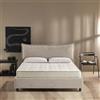 EVERGREENWEB MATERASSI & BEDS EVERGREENWEB - Letto Piazza e Mezza con Box Contenitore, Materasso + Rete a Doghe in Legno 120x195 cm + Cuscino Memory GRATIS, Elegante Testiera color Tortora, Tessuto Imbottito SFODERABILE e Lavabile