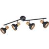 RL LIVE YOUR LIGHT Reality Spot Bar Latika R81524032, Metallo Nero opaco, legno sintetico, escl. 4x E14