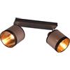 RL LIVE YOUR LIGHT Reality Spot Bar Davos R81552041, Metallo Nero opaco, Paralumi Tessuto Tortora/Nero/Oro, escl. 2x E14