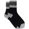 Gallo Calze corte donna cotone nero tinta unita a coste polso righe lurex