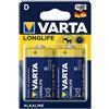 Varta Longlife 2 Batterie torcia D 1,5V Alcaline