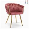 AHD AMAZING HOME DESIGN Poltrona design in velluto sedia braccioli gambe dorate Versailles Colore: Rosa