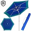 BAKAJI Ombrellone Mare Spiaggia Giardino Acciaio Grande 210cm Turchese Blu con Custodia